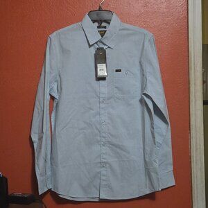 Lee Men’s Cameo Blue Butt Shirt Small Stretch Regular Fit Long Sleeve